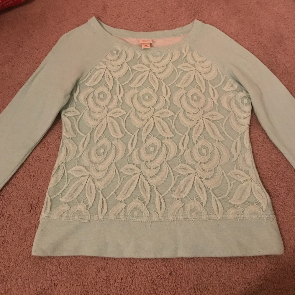 Mint Green Floral Sweater